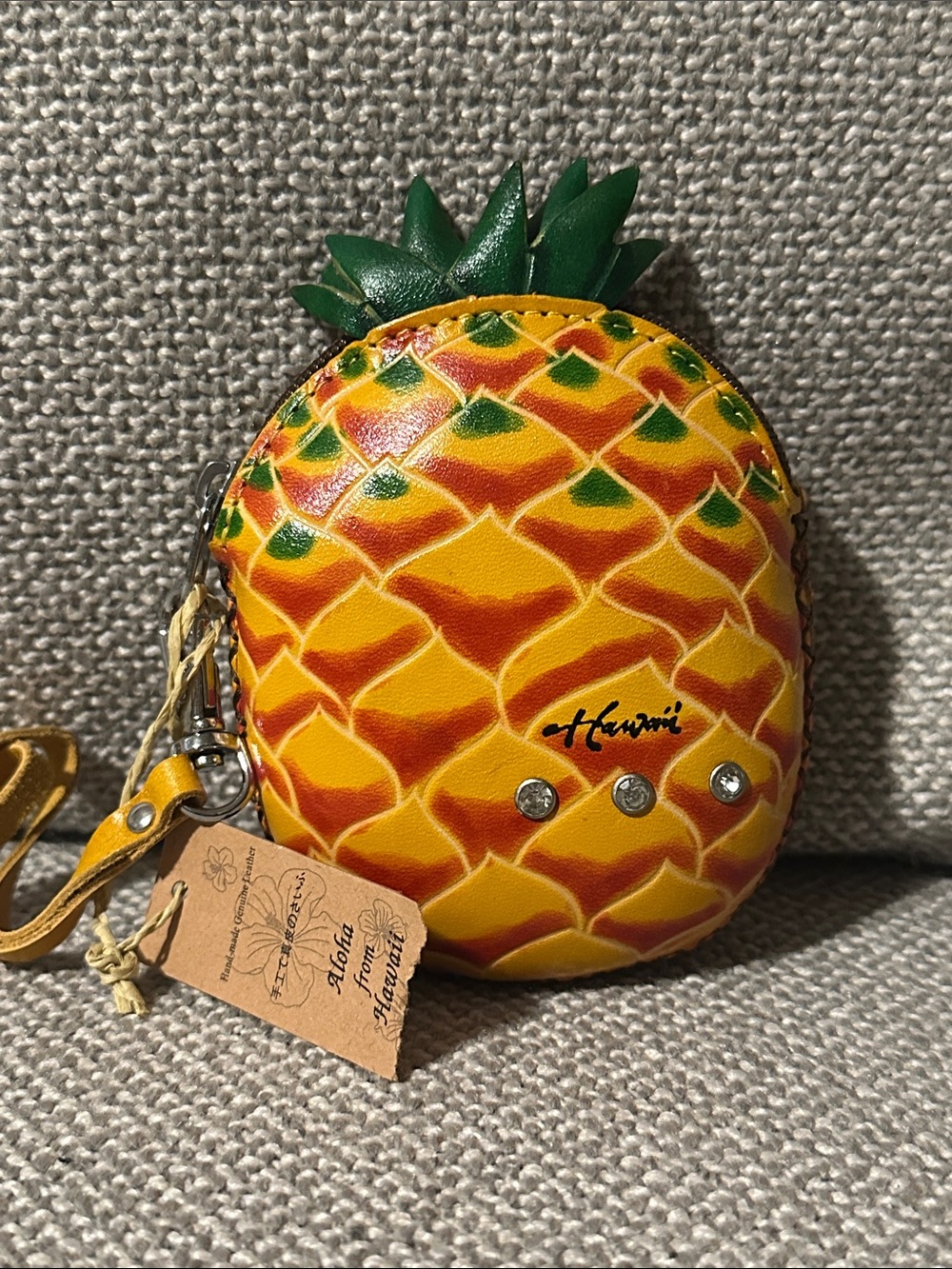 Hawaii Pineapple Shaped Wristlet Coin Purse in Yellow & Green